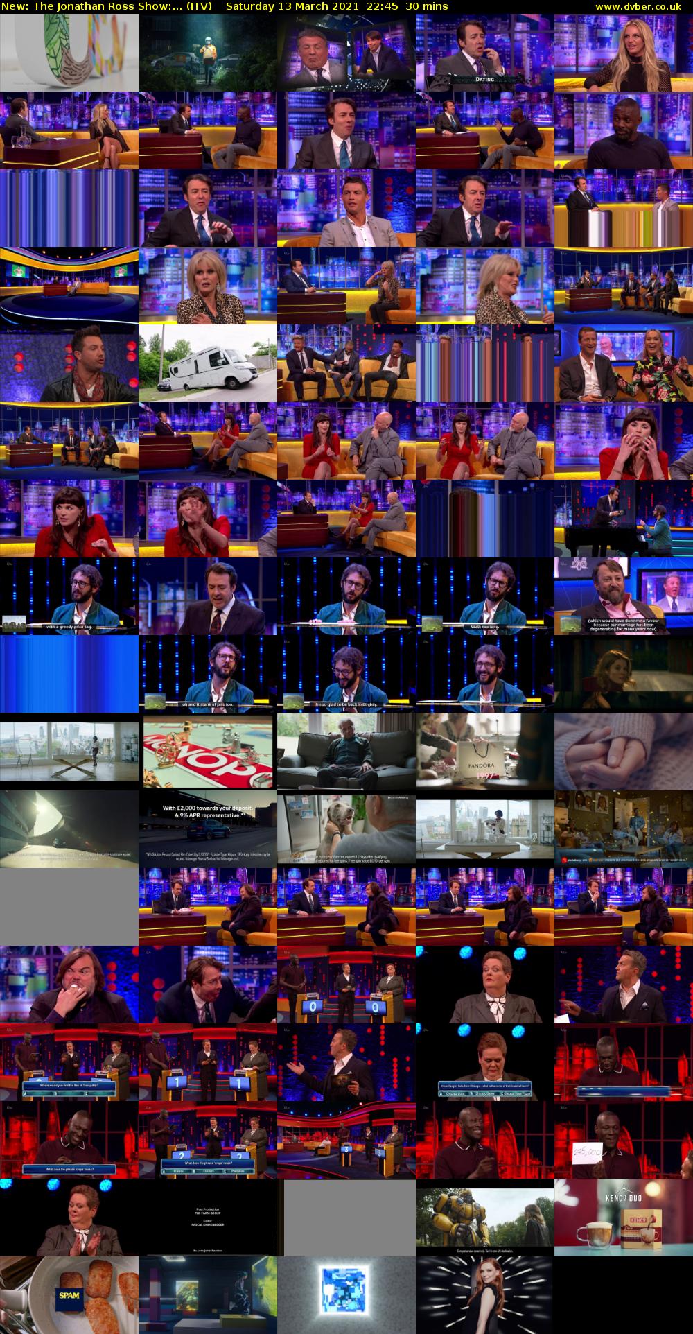 The Jonathan Ross Show:... (ITV) Saturday 13 March 2021 22:45 - 23:15