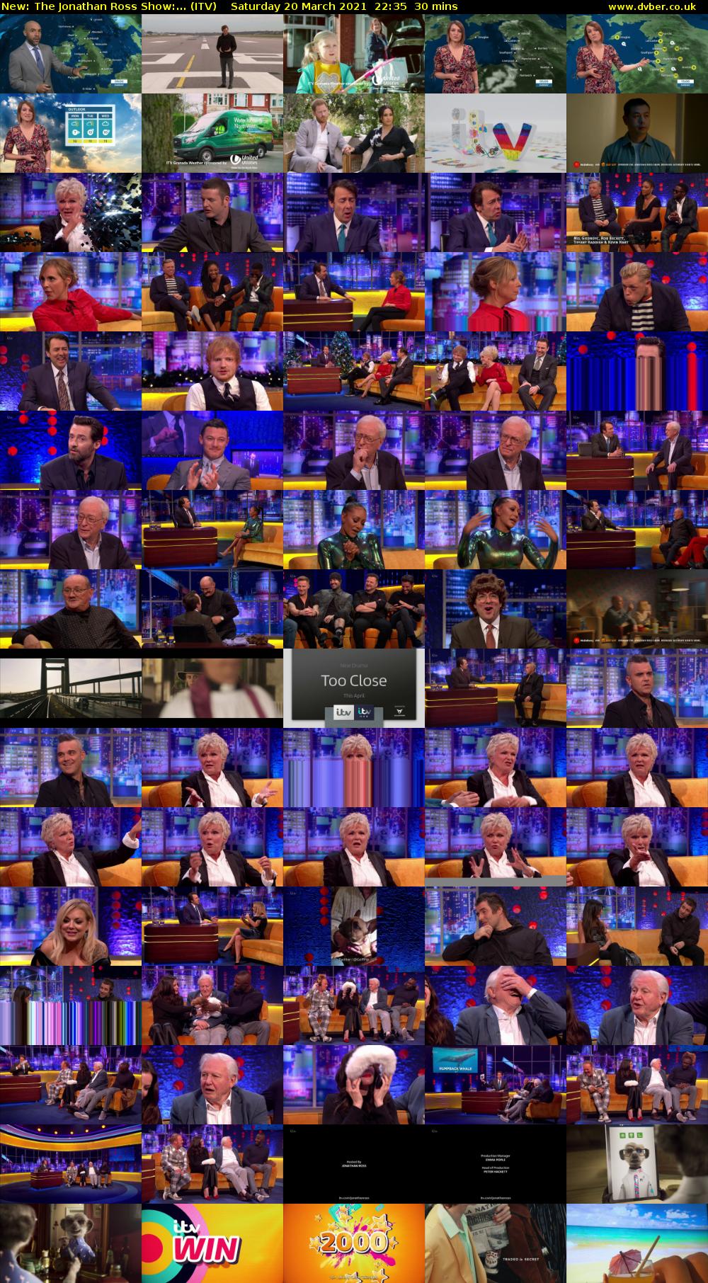 The Jonathan Ross Show:... (ITV) Saturday 20 March 2021 22:35 - 23:05