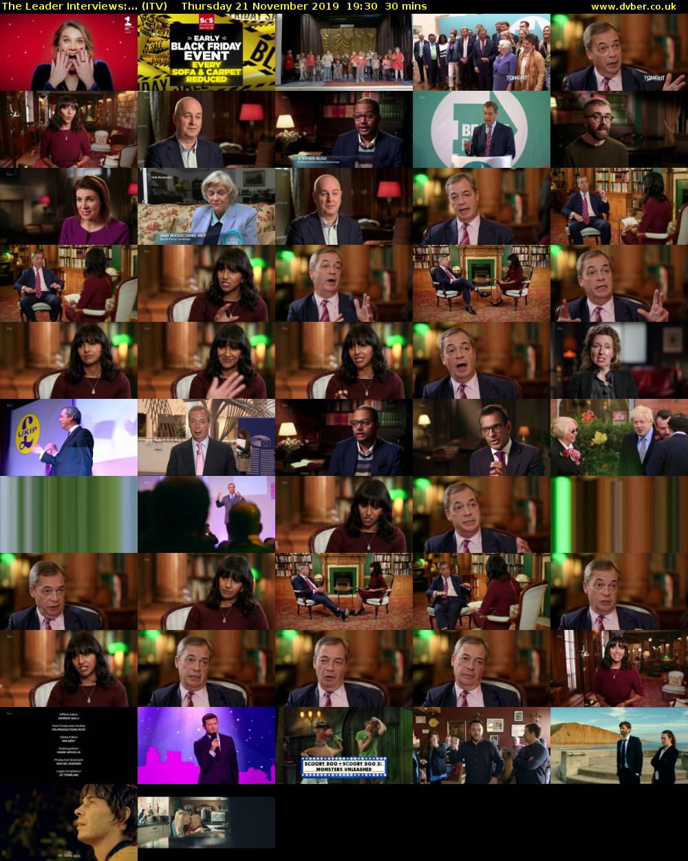 The Leader Interviews:... (ITV) Thursday 21 November 2019 19:30 - 20:00