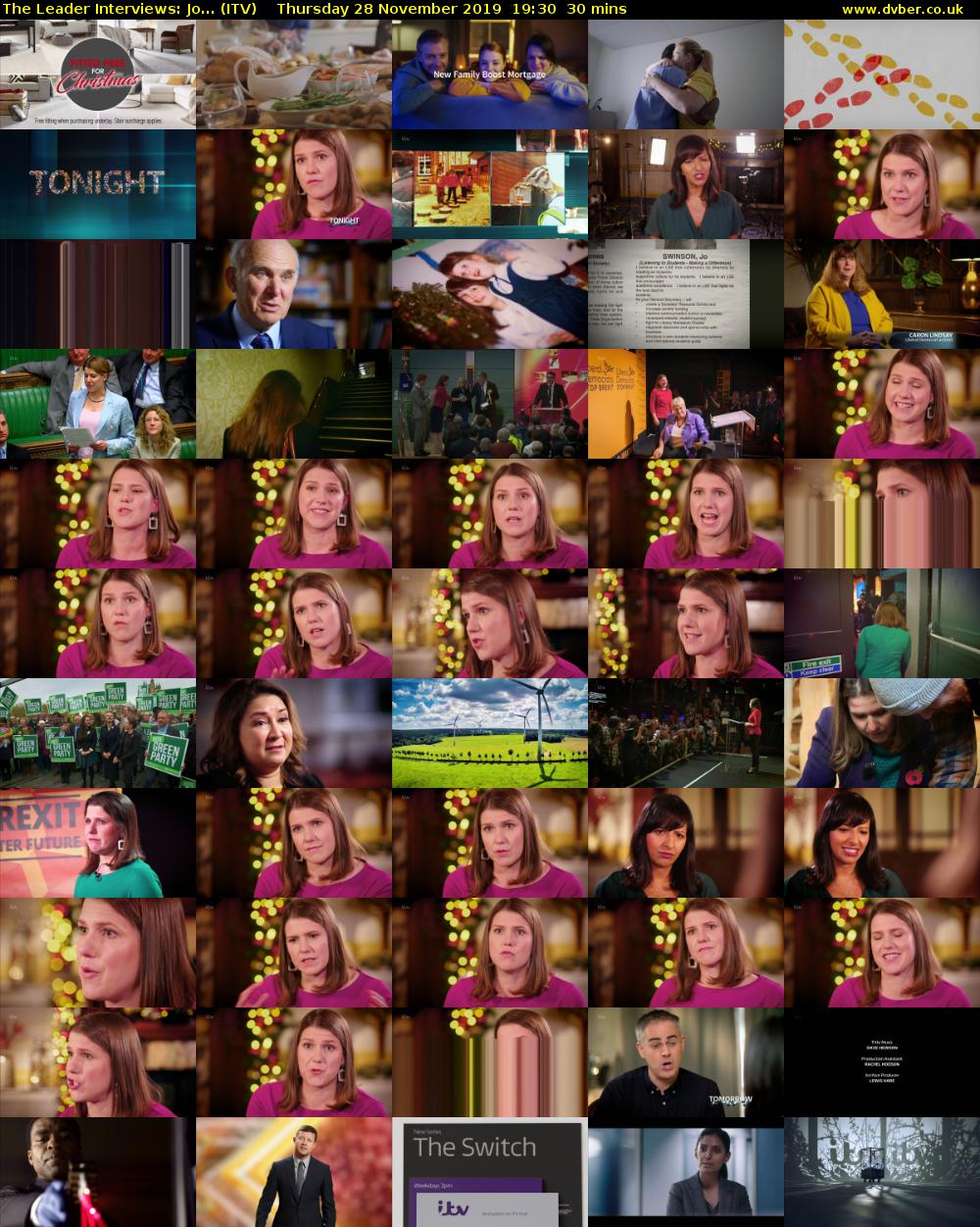 The Leader Interviews: Jo... (ITV) Thursday 28 November 2019 19:30 - 20:00