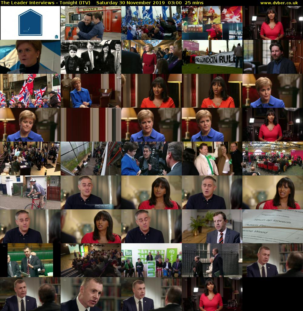 The Leader Interviews - Tonight (ITV) Saturday 30 November 2019 03:00 - 03:25