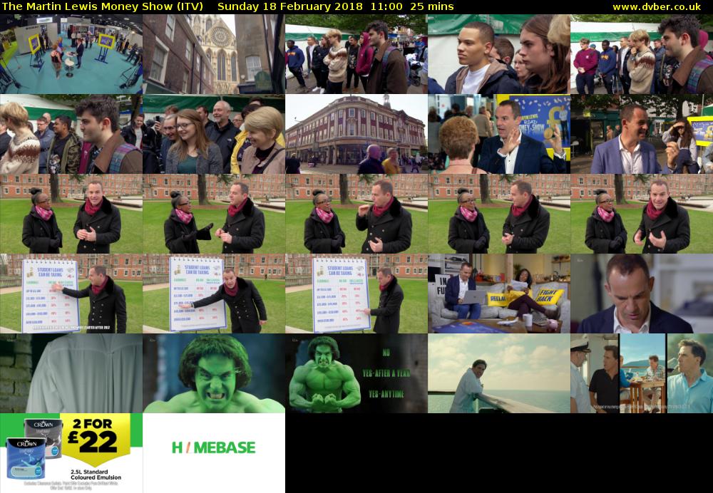 The Martin Lewis Money Show (ITV) Sunday 18 February 2018 11:00 - 11:25