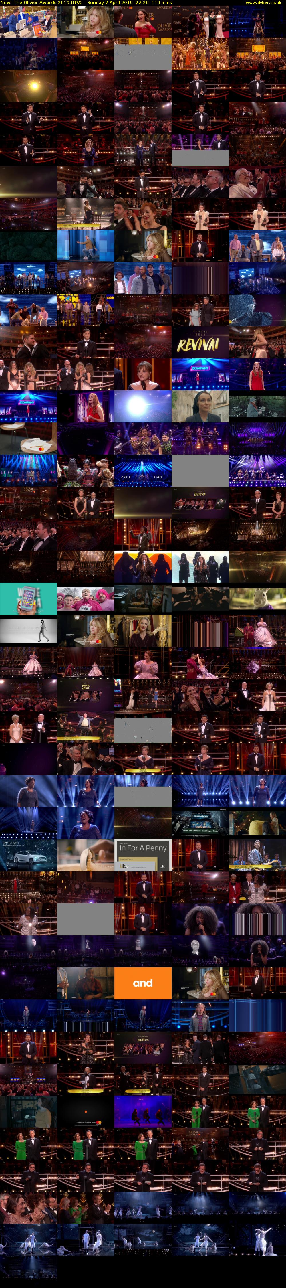 The Olivier Awards 2019 (ITV) Sunday 7 April 2019 22:20 - 00:10