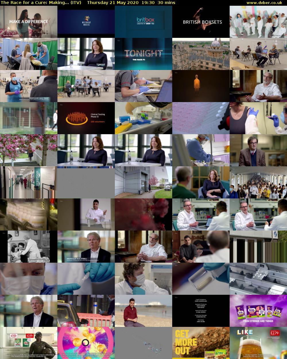 The Race for a Cure: Making... (ITV) Thursday 21 May 2020 19:30 - 20:00