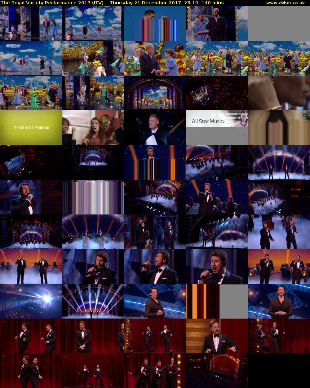 The Royal Variety Performance 2017 (ITV) Thursday 21 December 2017 23:10 - 01:30