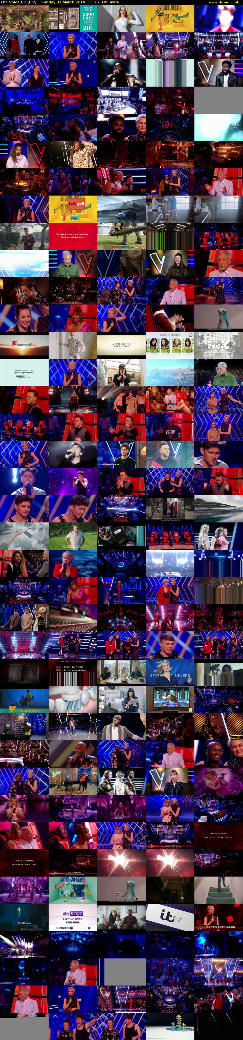 The Voice UK (ITV) Sunday 31 March 2019 13:15 - 15:00