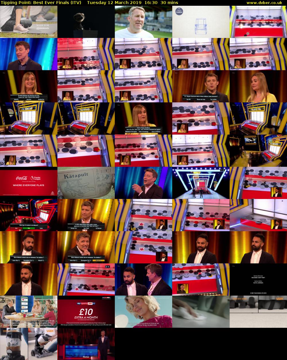 Tipping Point: Best Ever Finals (ITV) Tuesday 12 March 2019 16:30 - 17:00