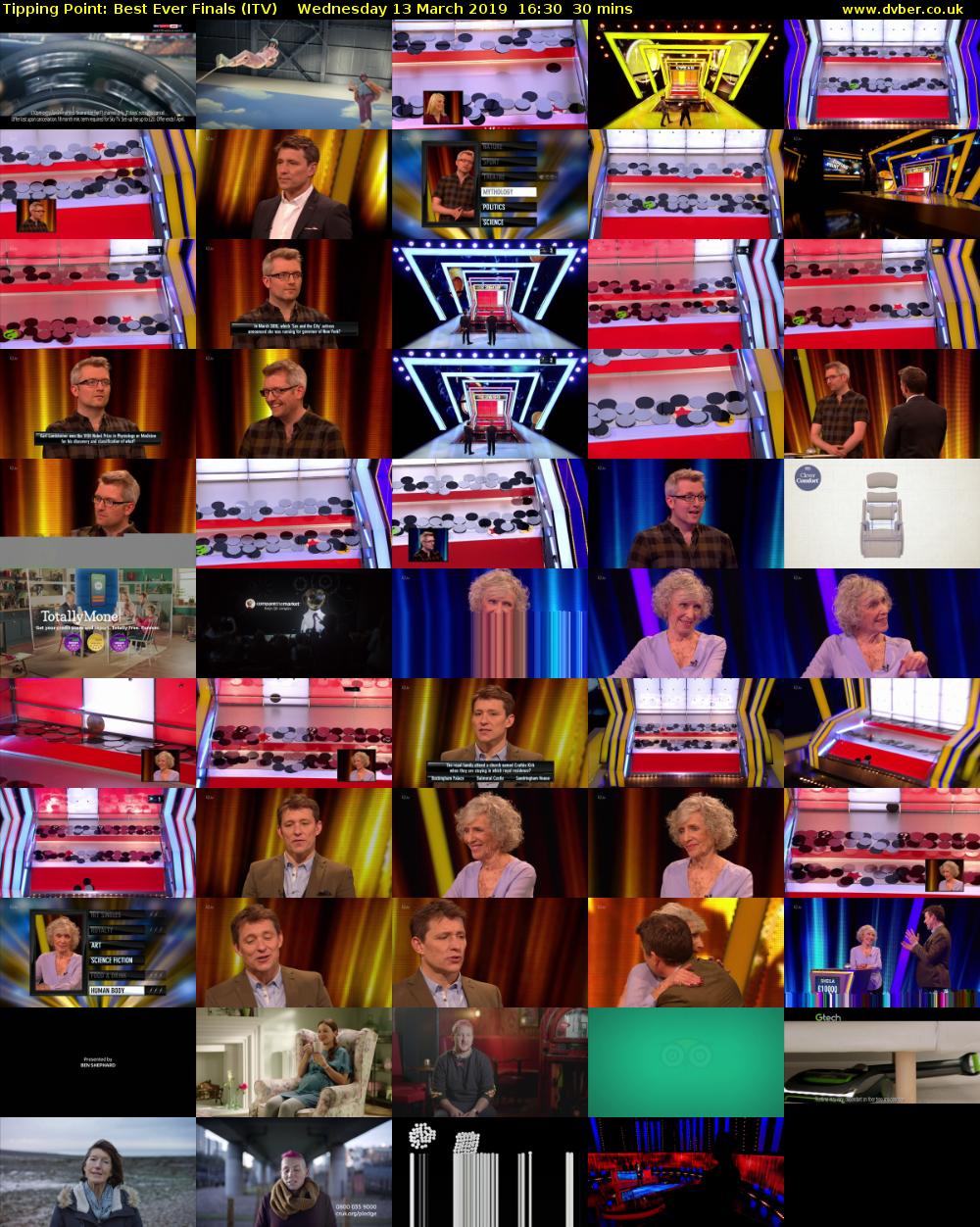 Tipping Point: Best Ever Finals (ITV) Wednesday 13 March 2019 16:30 - 17:00