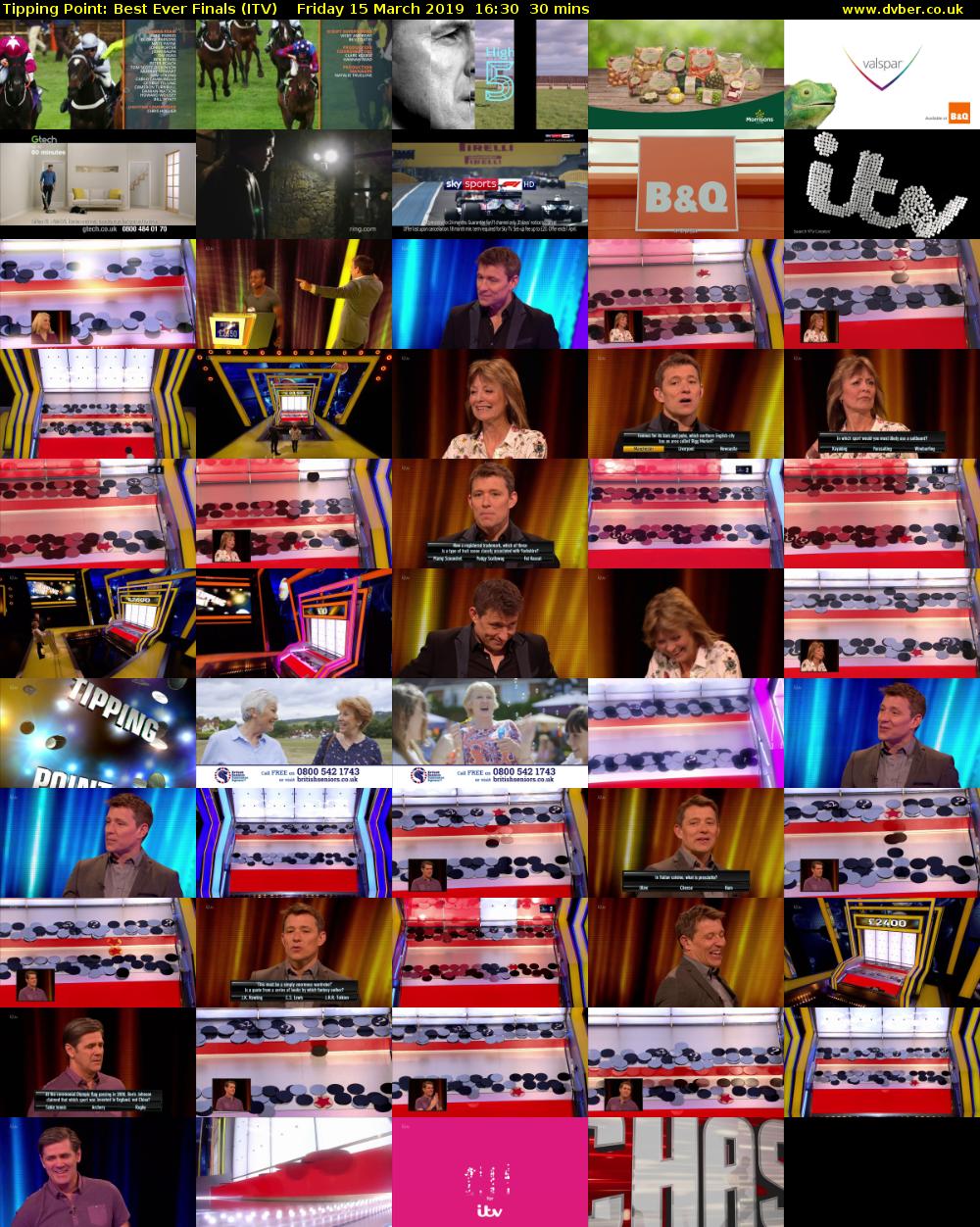 Tipping Point: Best Ever Finals (ITV) Friday 15 March 2019 16:30 - 17:00