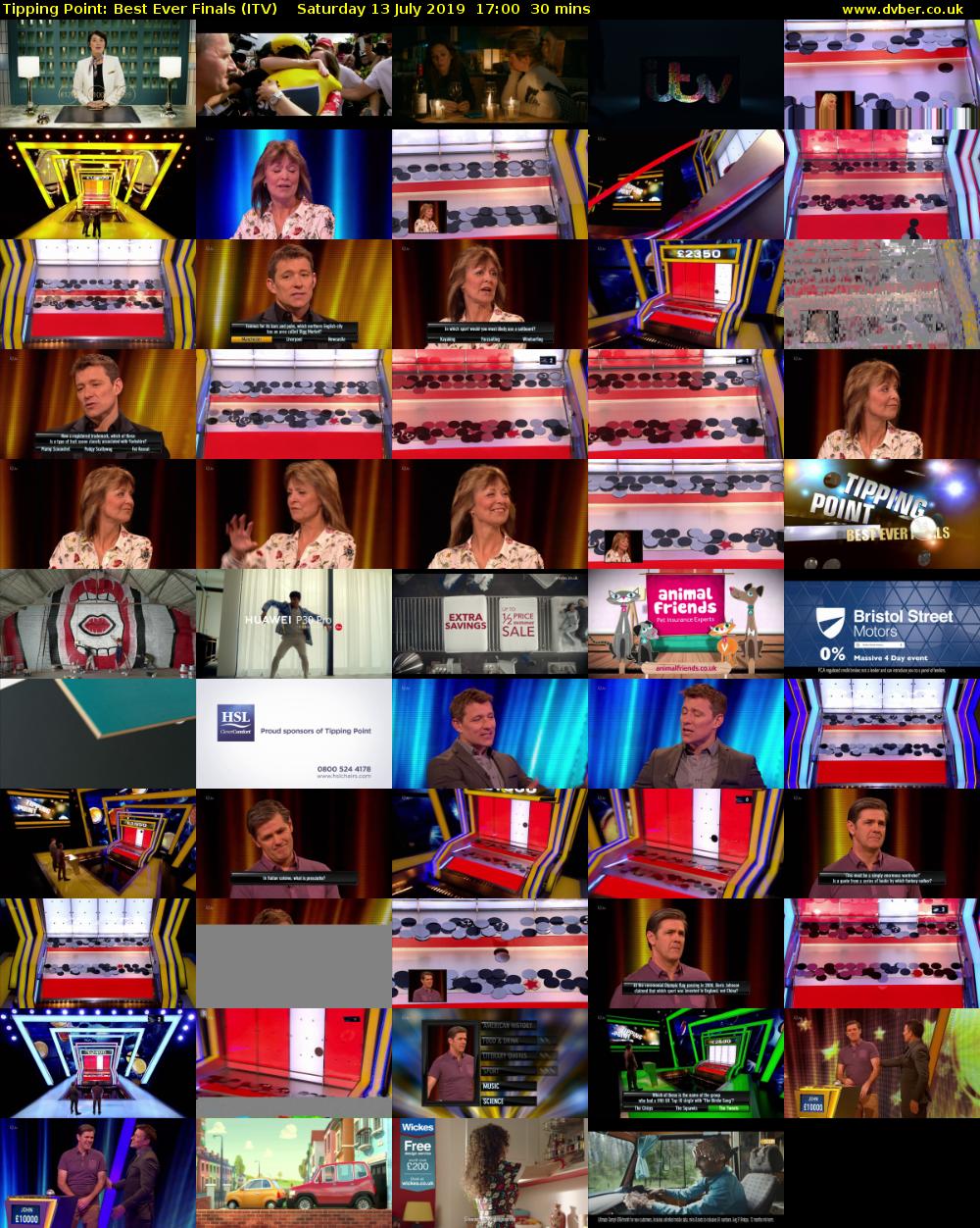 Tipping Point: Best Ever Finals (ITV) Saturday 13 July 2019 17:00 - 17:30