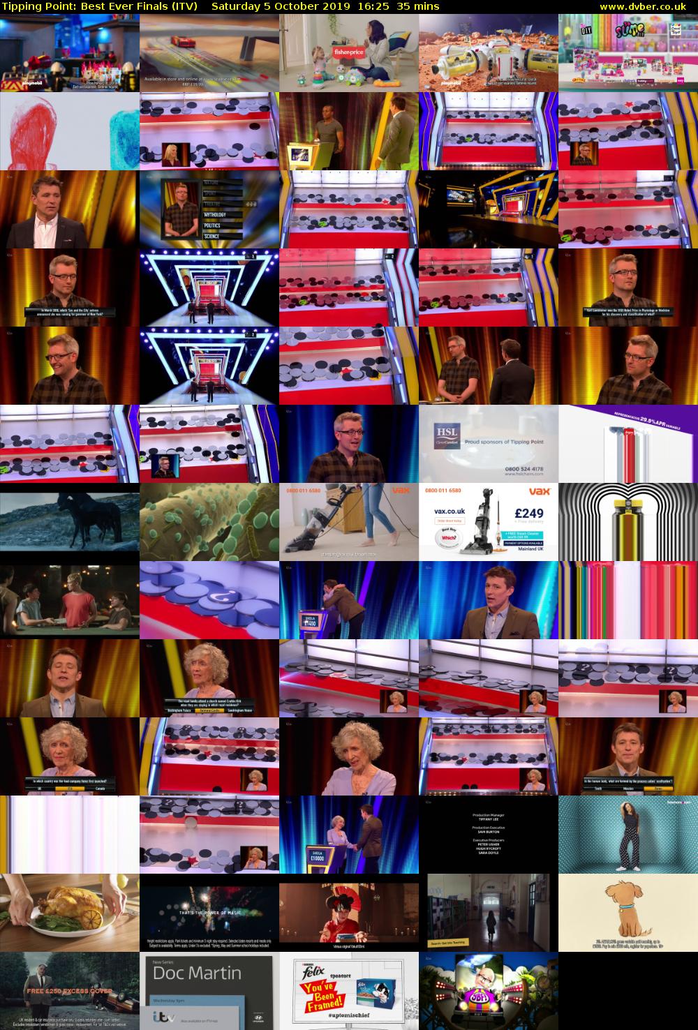Tipping Point: Best Ever Finals (ITV) Saturday 5 October 2019 16:25 - 17:00