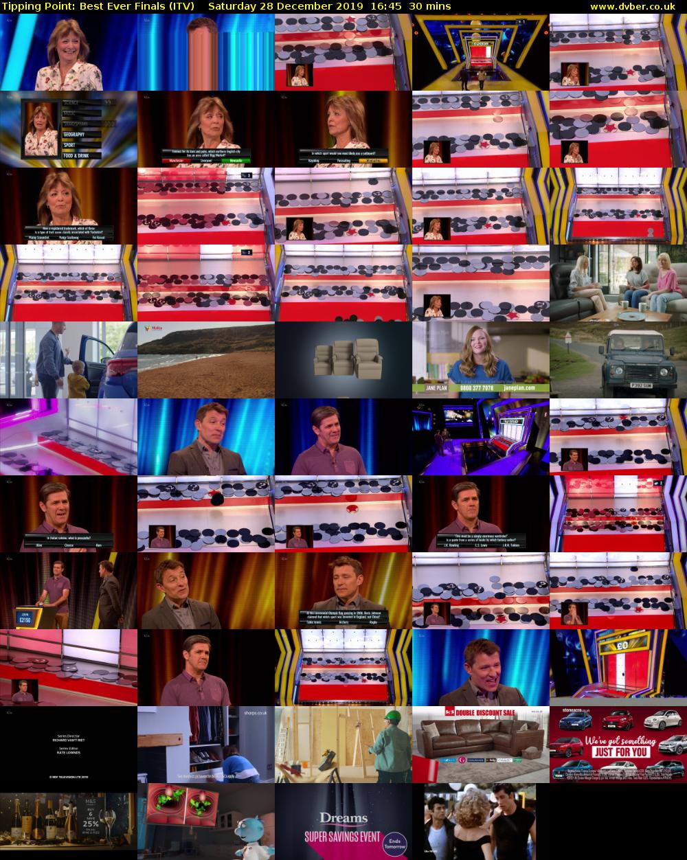 Tipping Point: Best Ever Finals (ITV) Saturday 28 December 2019 16:45 - 17:15