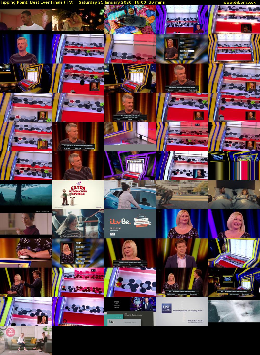 Tipping Point: Best Ever Finals (ITV) Saturday 25 January 2020 16:00 - 16:30