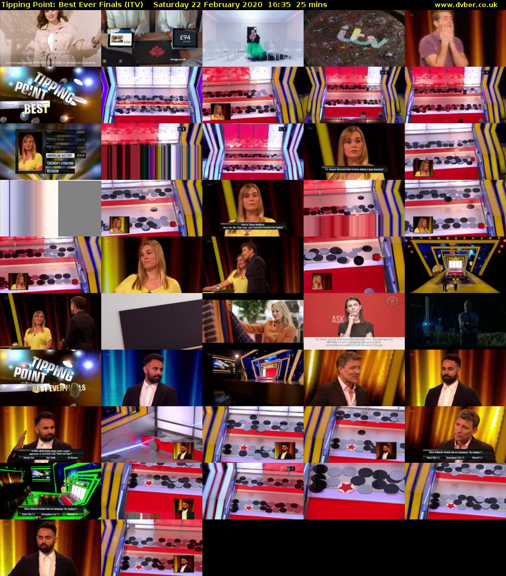 Tipping Point: Best Ever Finals (ITV) Saturday 22 February 2020 16:35 - 17:00