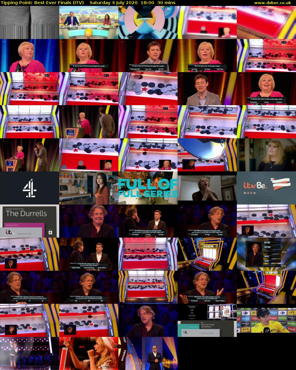 Tipping Point: Best Ever Finals (ITV) Saturday 4 July 2020 18:00 - 18:30
