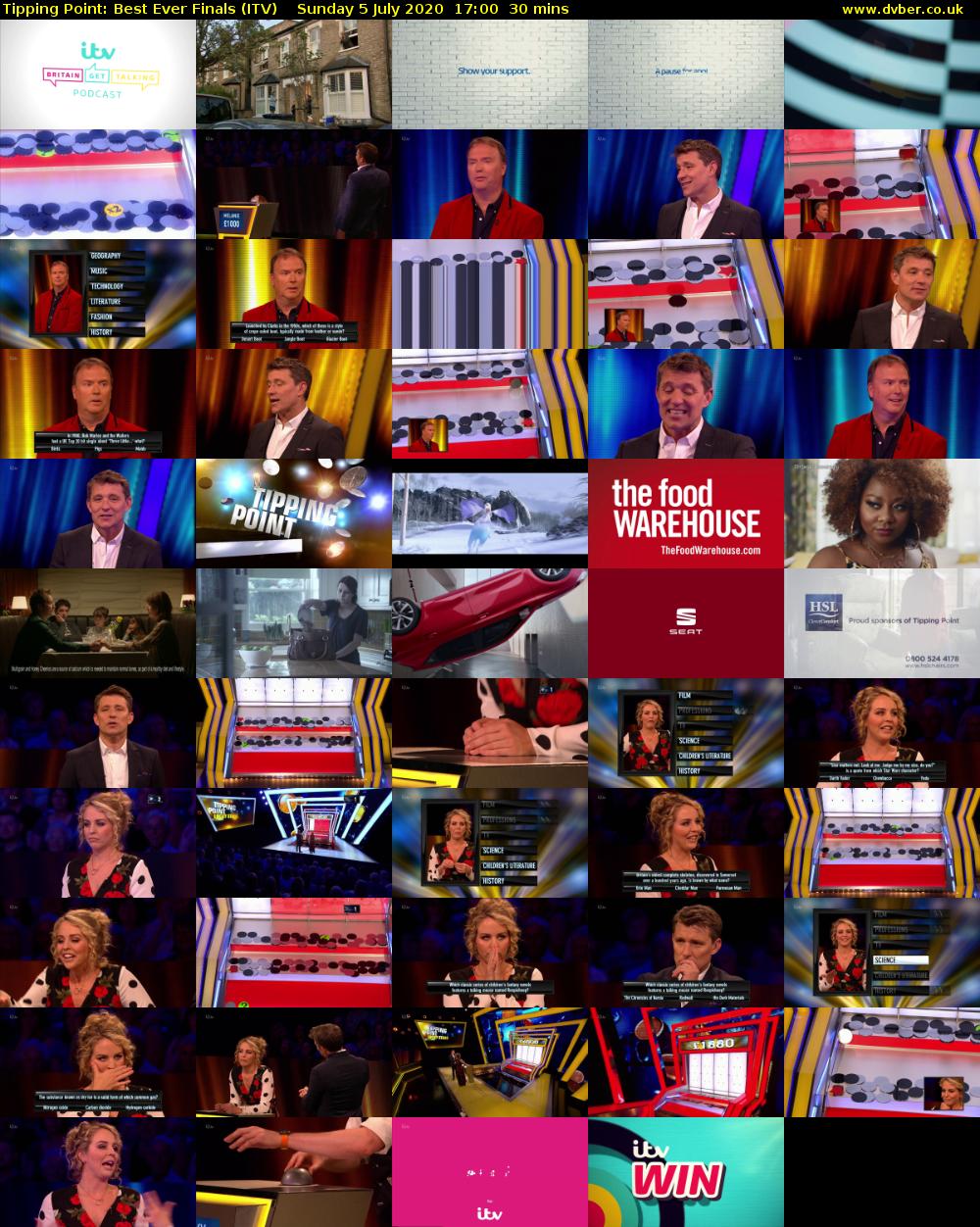 Tipping Point: Best Ever Finals (ITV) Sunday 5 July 2020 17:00 - 17:30