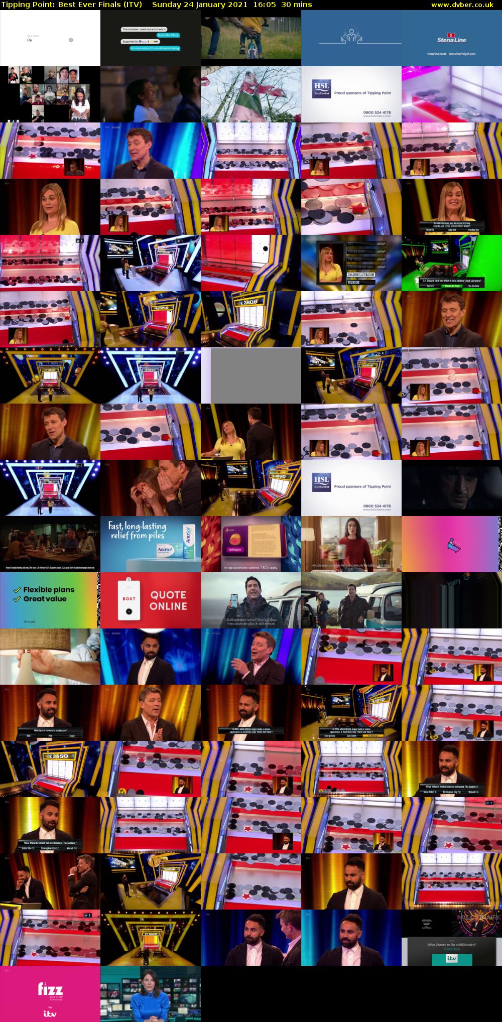 Tipping Point: Best Ever Finals (ITV) Sunday 24 January 2021 16:05 - 16:35
