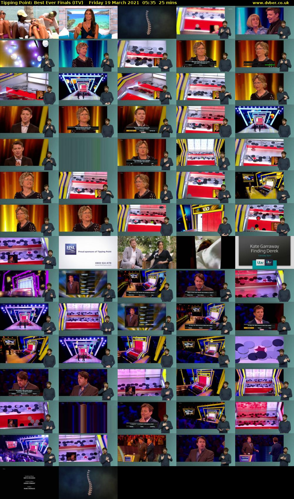Tipping Point: Best Ever Finals (ITV) Friday 19 March 2021 05:35 - 06:00