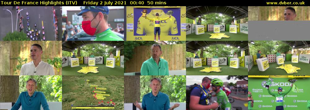 Tour De France Highlights (ITV) Friday 2 July 2021 00:40 - 01:30