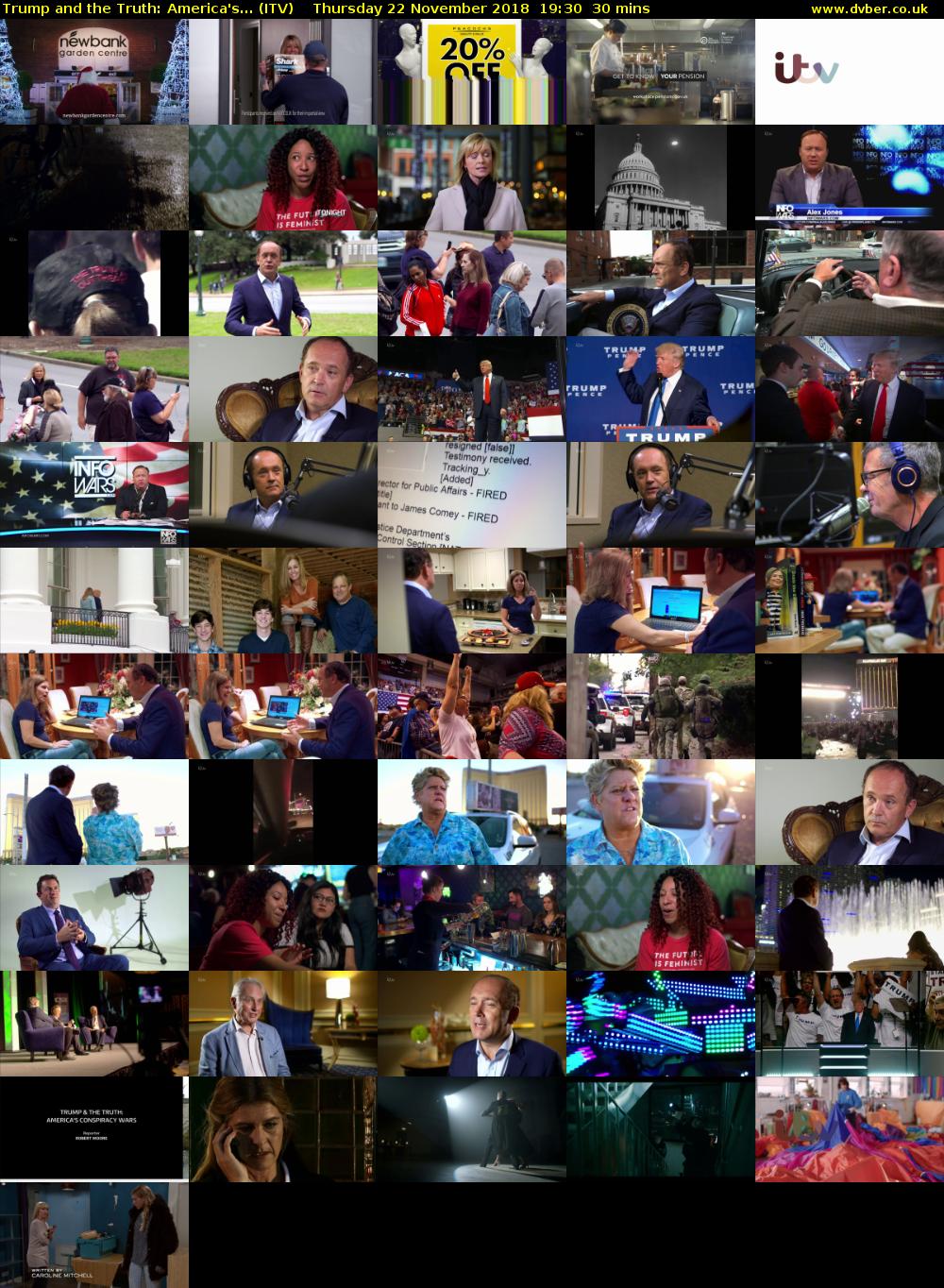 Trump and the Truth: America's... (ITV) Thursday 22 November 2018 19:30 - 20:00