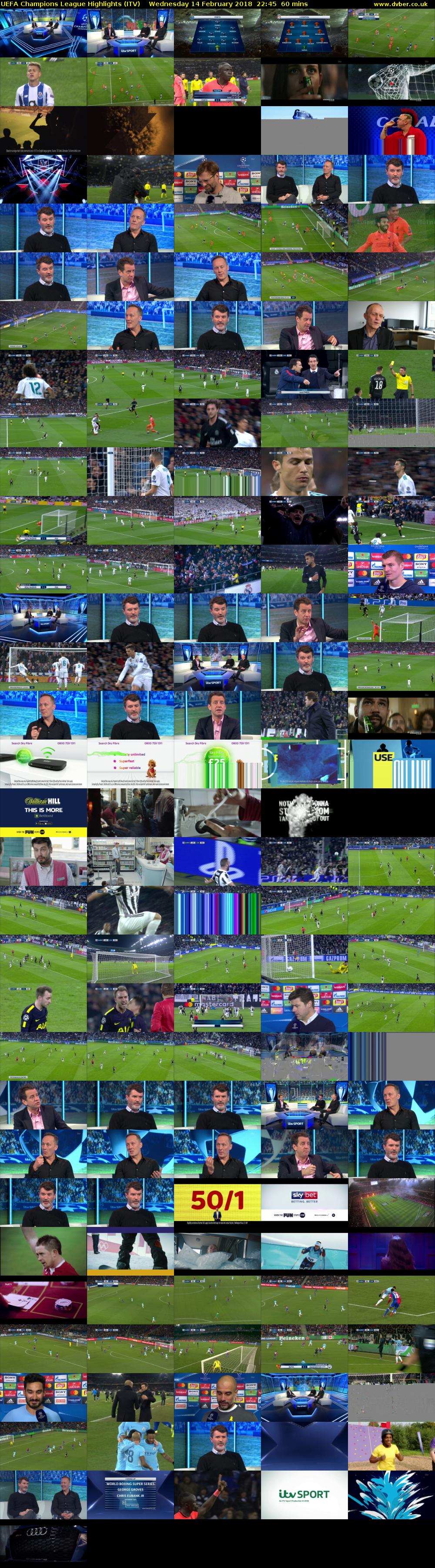 UEFA Champions League Highlights (ITV) Wednesday 14 February 2018 22:45 - 23:45