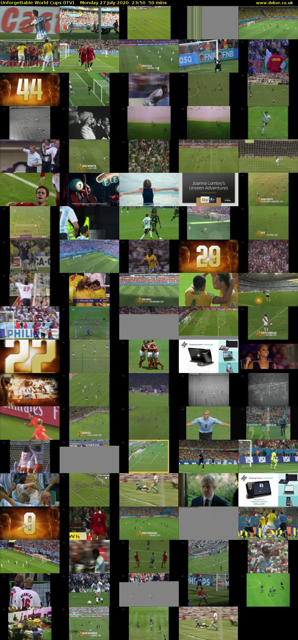 Unforgettable World Cups (ITV) Monday 27 July 2020 23:50 - 00:40
