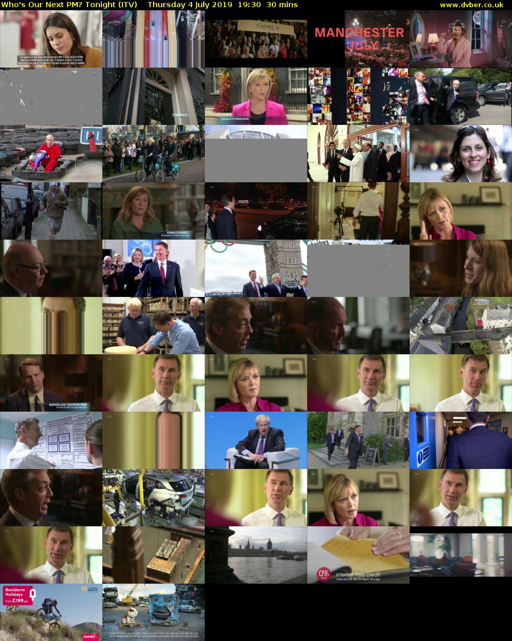 Who's Our Next PM? Tonight (ITV) Thursday 4 July 2019 19:30 - 20:00