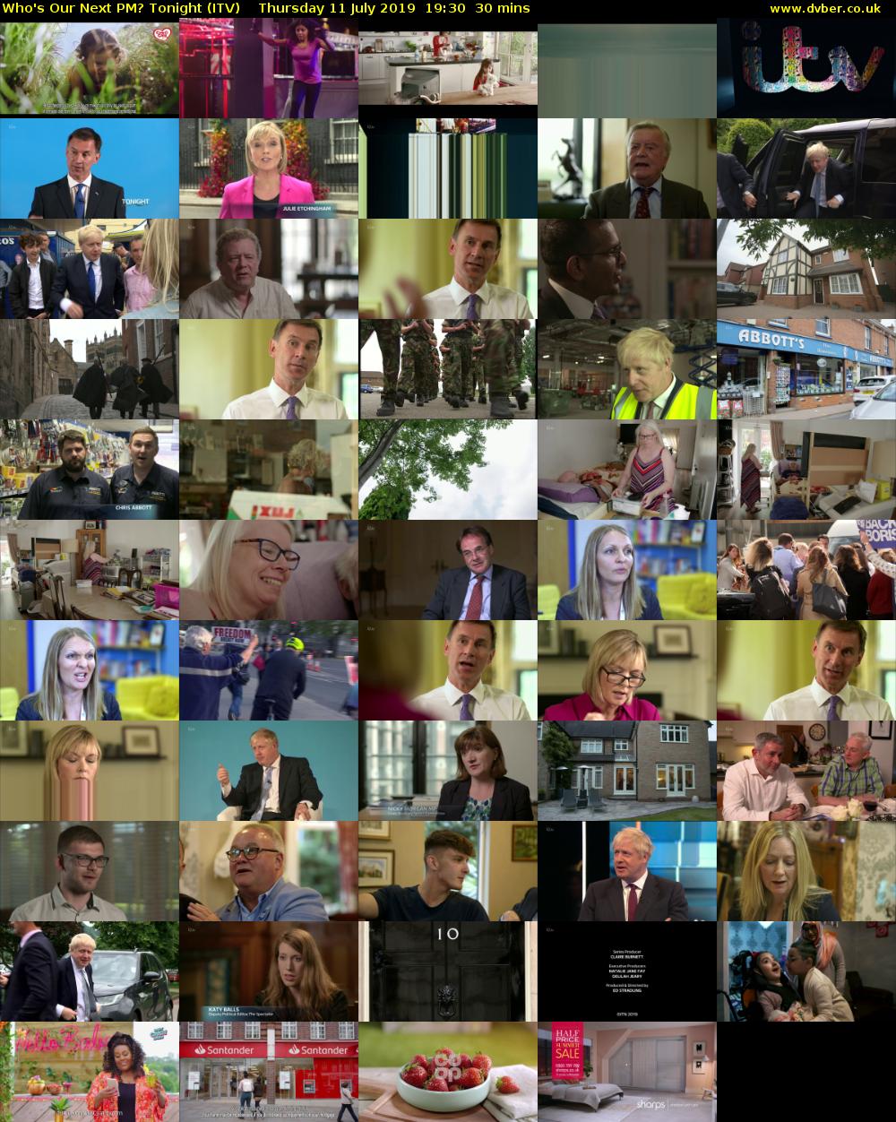 Who's Our Next PM? Tonight (ITV) Thursday 11 July 2019 19:30 - 20:00