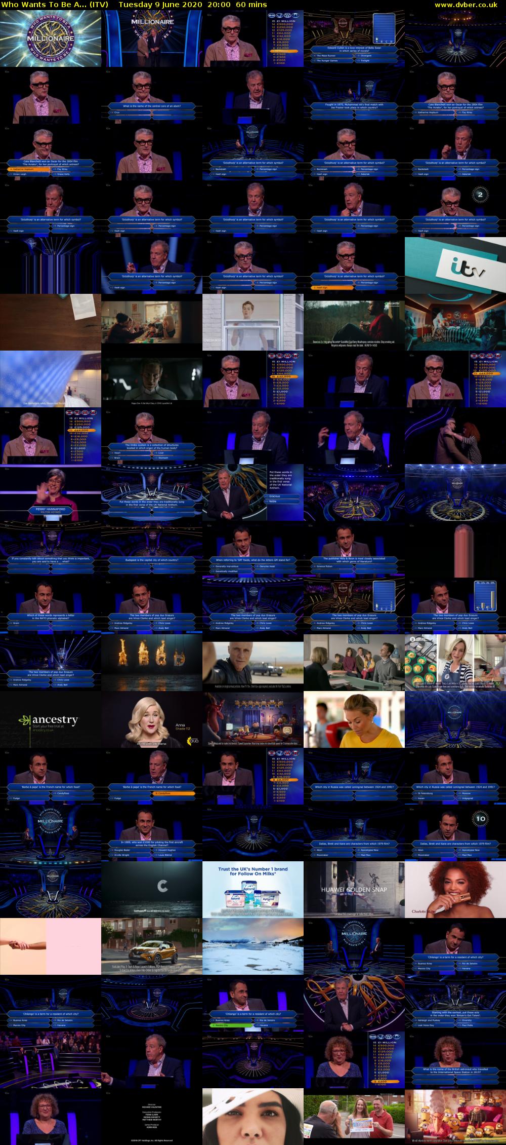 Who Wants To Be A... (ITV) Tuesday 9 June 2020 20:00 - 21:00