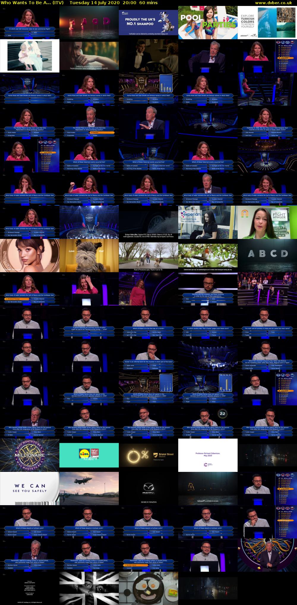Who Wants To Be A... (ITV) Tuesday 14 July 2020 20:00 - 21:00