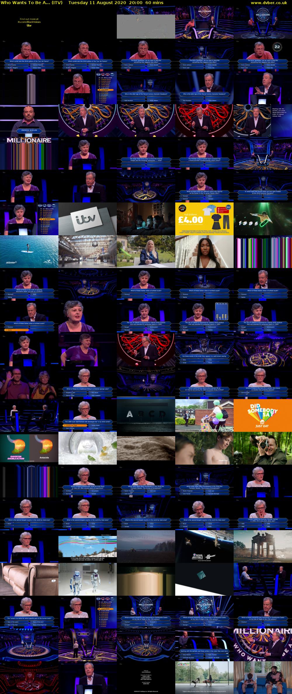 Who Wants To Be A... (ITV) Tuesday 11 August 2020 20:00 - 21:00