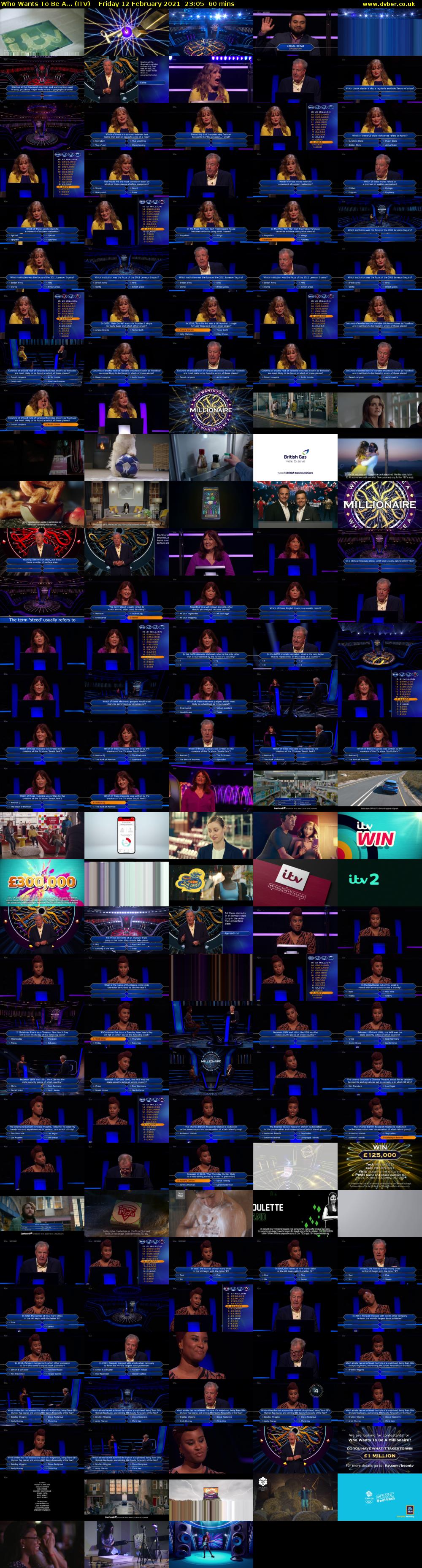 Who Wants To Be A... (ITV) Friday 12 February 2021 23:05 - 00:05