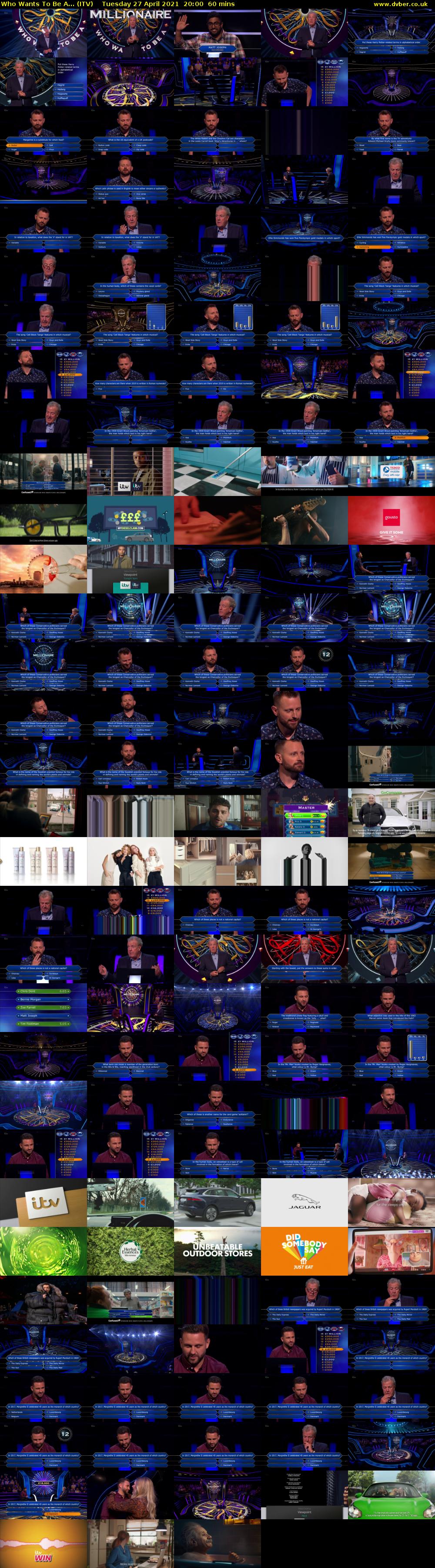 Who Wants To Be A... (ITV) Tuesday 27 April 2021 20:00 - 21:00