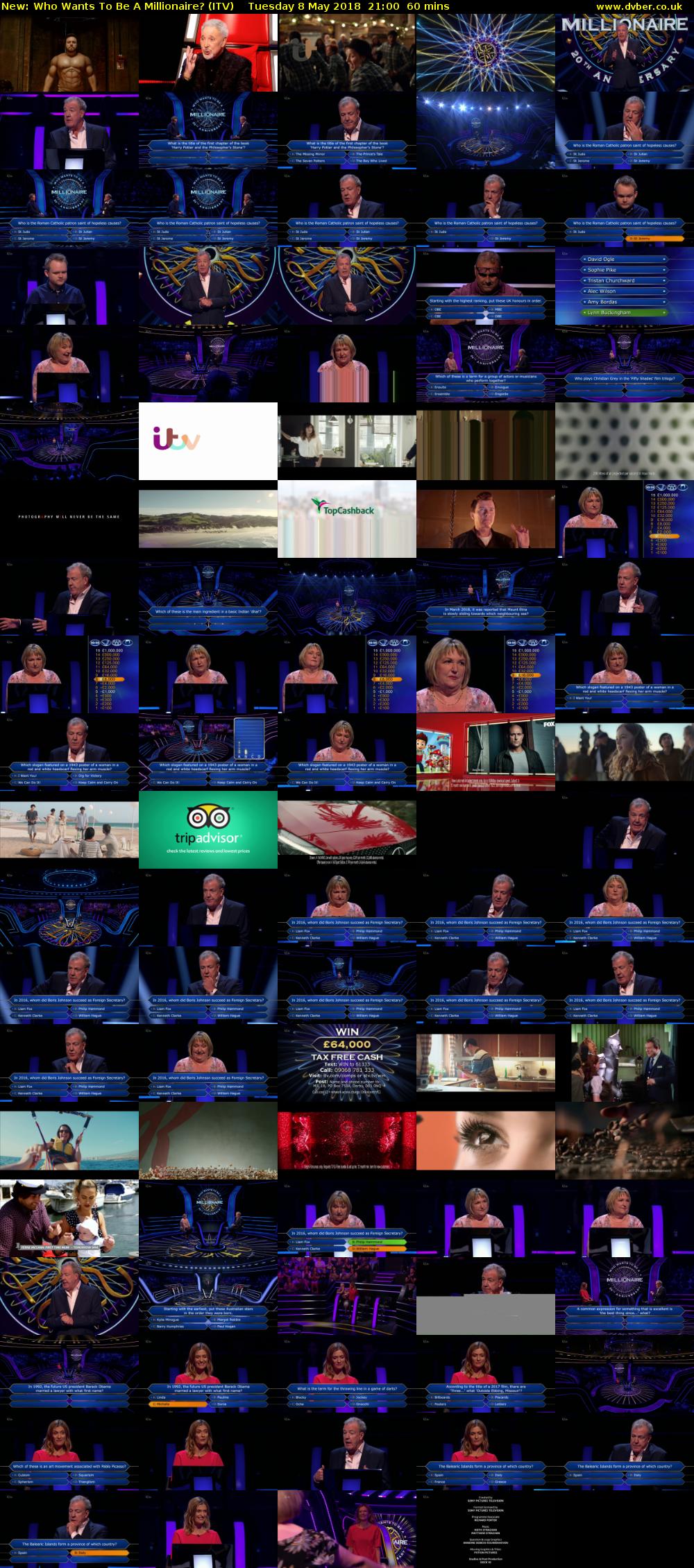 Who Wants To Be A Millionaire? (ITV) Tuesday 8 May 2018 21:00 - 22:00