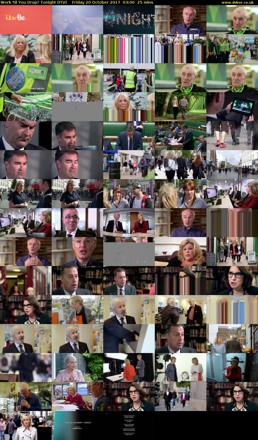 Work 'til You Drop? Tonight (ITV) Friday 20 October 2017 03:00 - 03:25