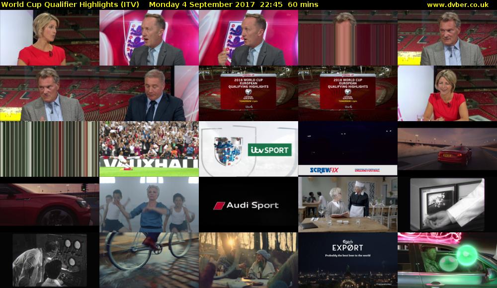World Cup Qualifier Highlights (ITV) Monday 4 September 2017 22:45 - 23:45
