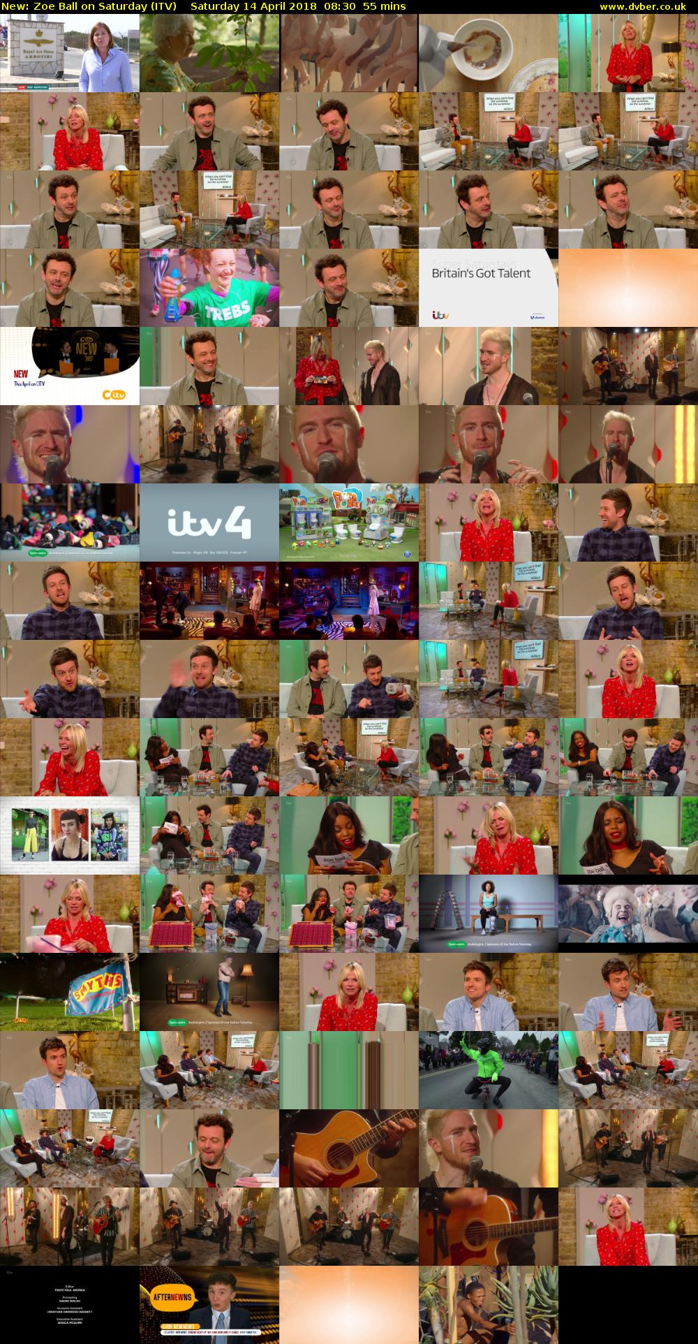 Zoe Ball on Saturday (ITV) Saturday 14 April 2018 08:30 - 09:25