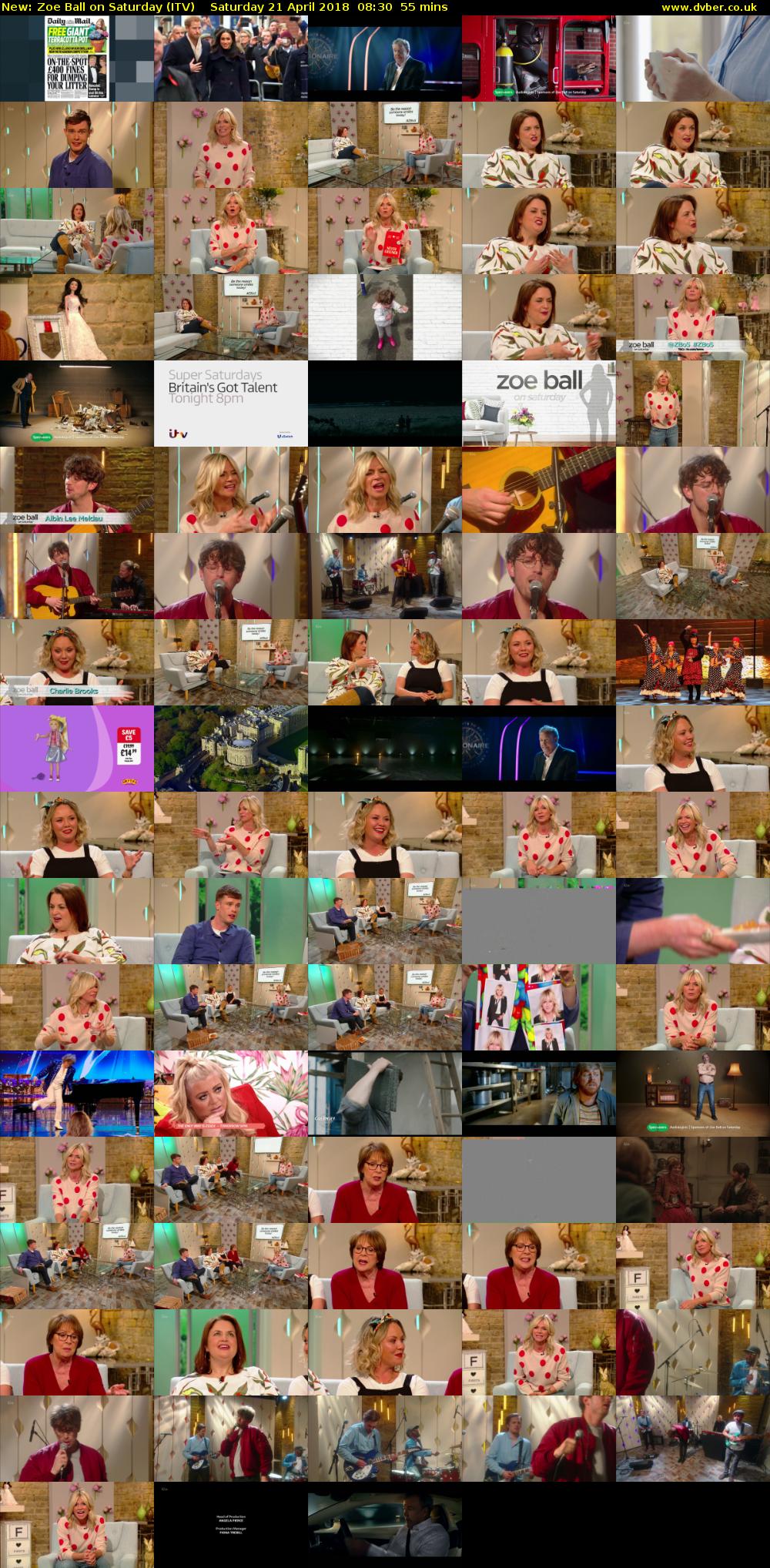 Zoe Ball on Saturday (ITV) Saturday 21 April 2018 08:30 - 09:25