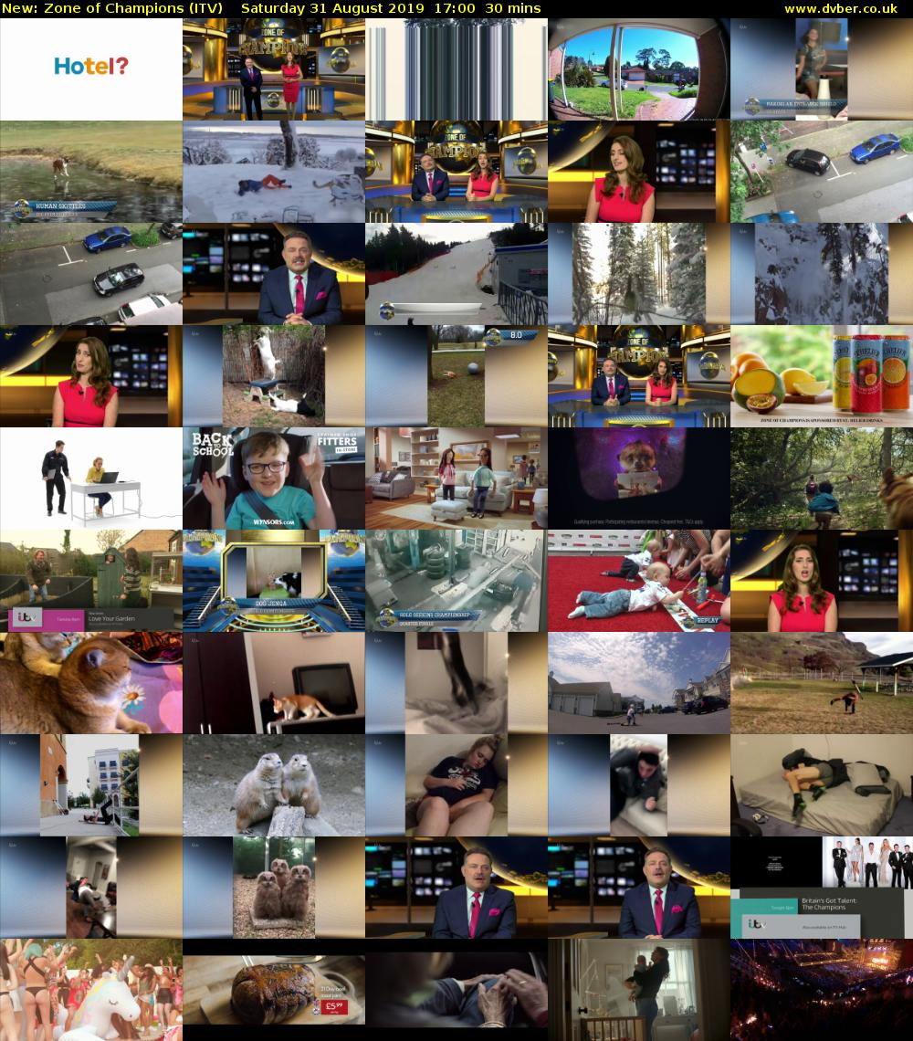 Zone of Champions (ITV) Saturday 31 August 2019 17:00 - 17:30
