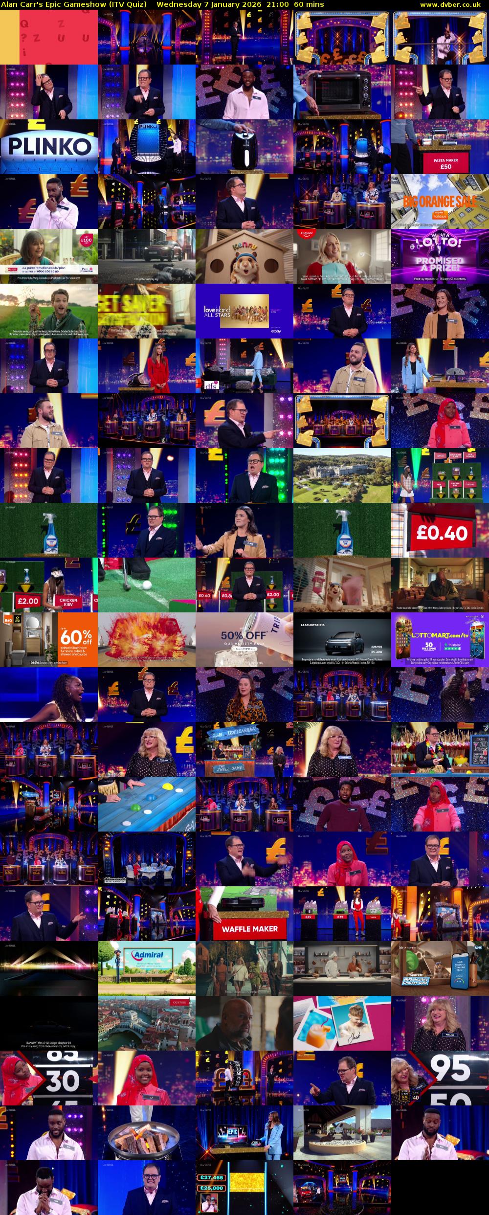 Alan Carr's Epic Gameshow (ITV Quiz) Wednesday 7 January 2026 21:00 - 22:00