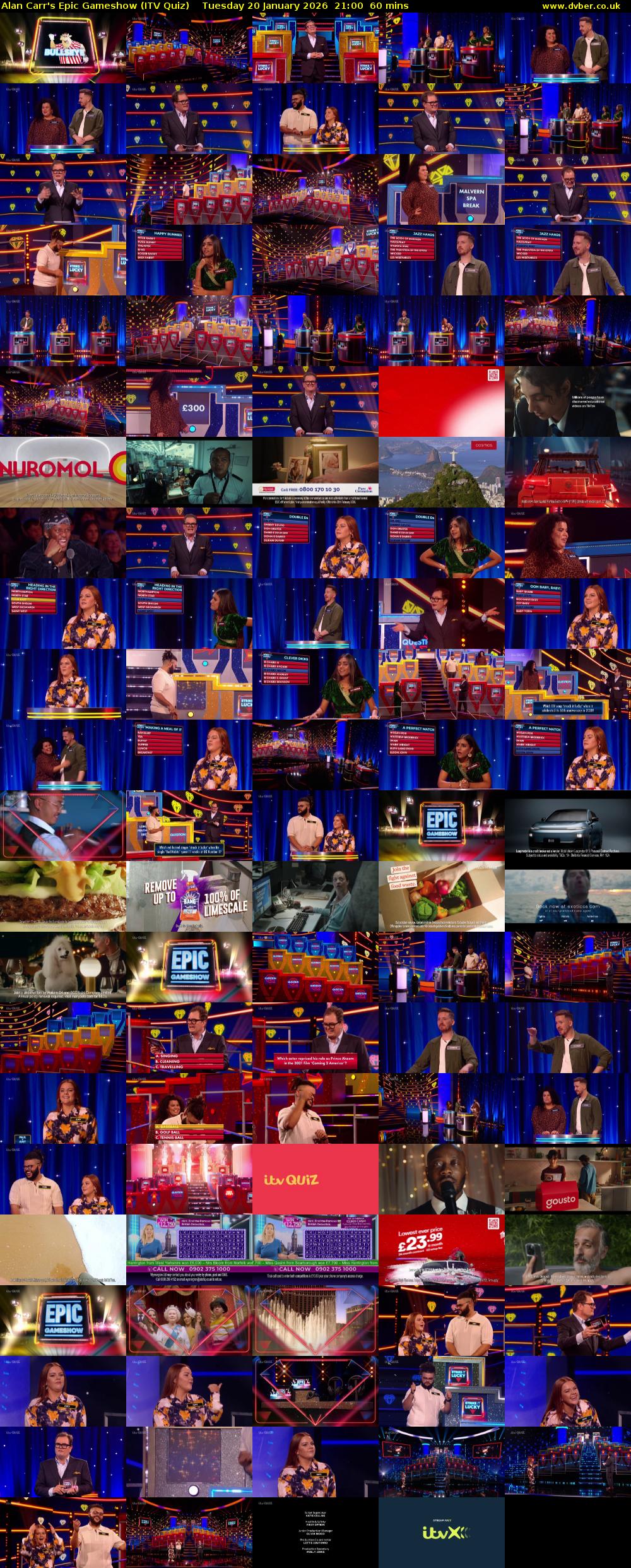 Alan Carr's Epic Gameshow (ITV Quiz) Tuesday 20 January 2026 21:00 - 22:00