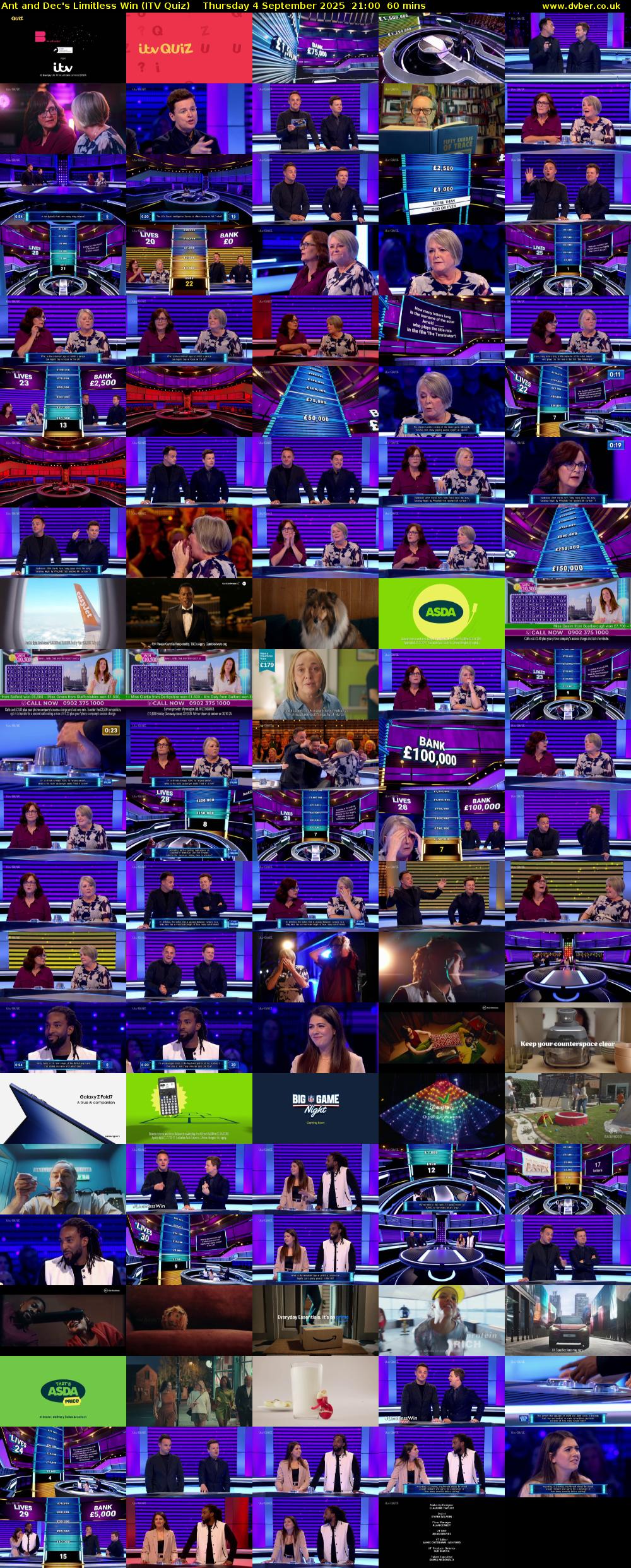 Ant and Dec's Limitless Win (ITV Quiz) Thursday 4 September 2025 21:00 - 22:00