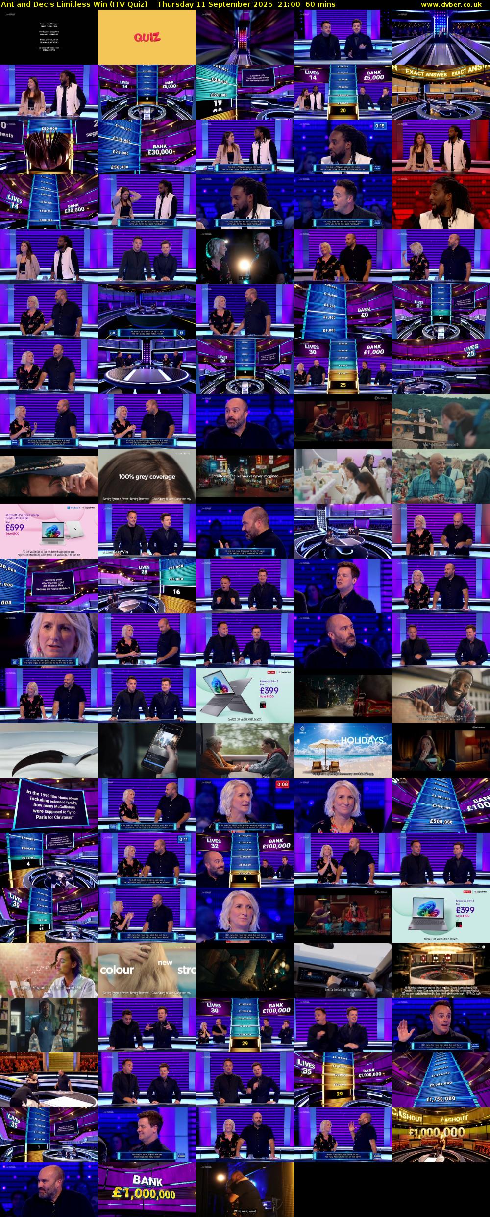 Ant and Dec's Limitless Win (ITV Quiz) Thursday 11 September 2025 21:00 - 22:00