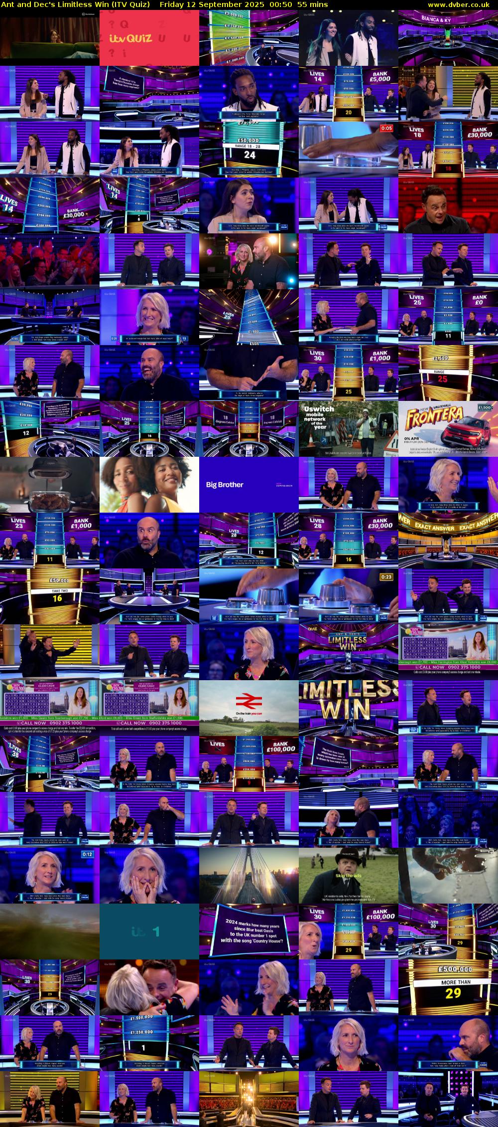 Ant and Dec's Limitless Win (ITV Quiz) Friday 12 September 2025 00:50 - 01:45