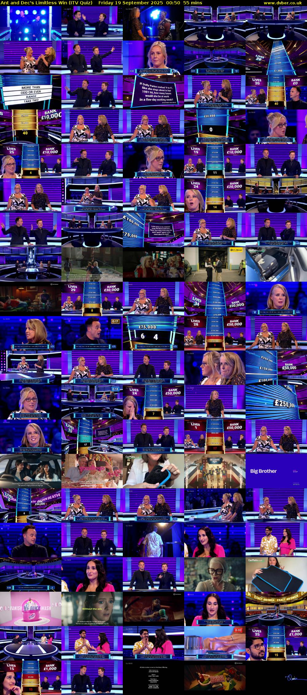 Ant and Dec's Limitless Win (ITV Quiz) Friday 19 September 2025 00:50 - 01:45