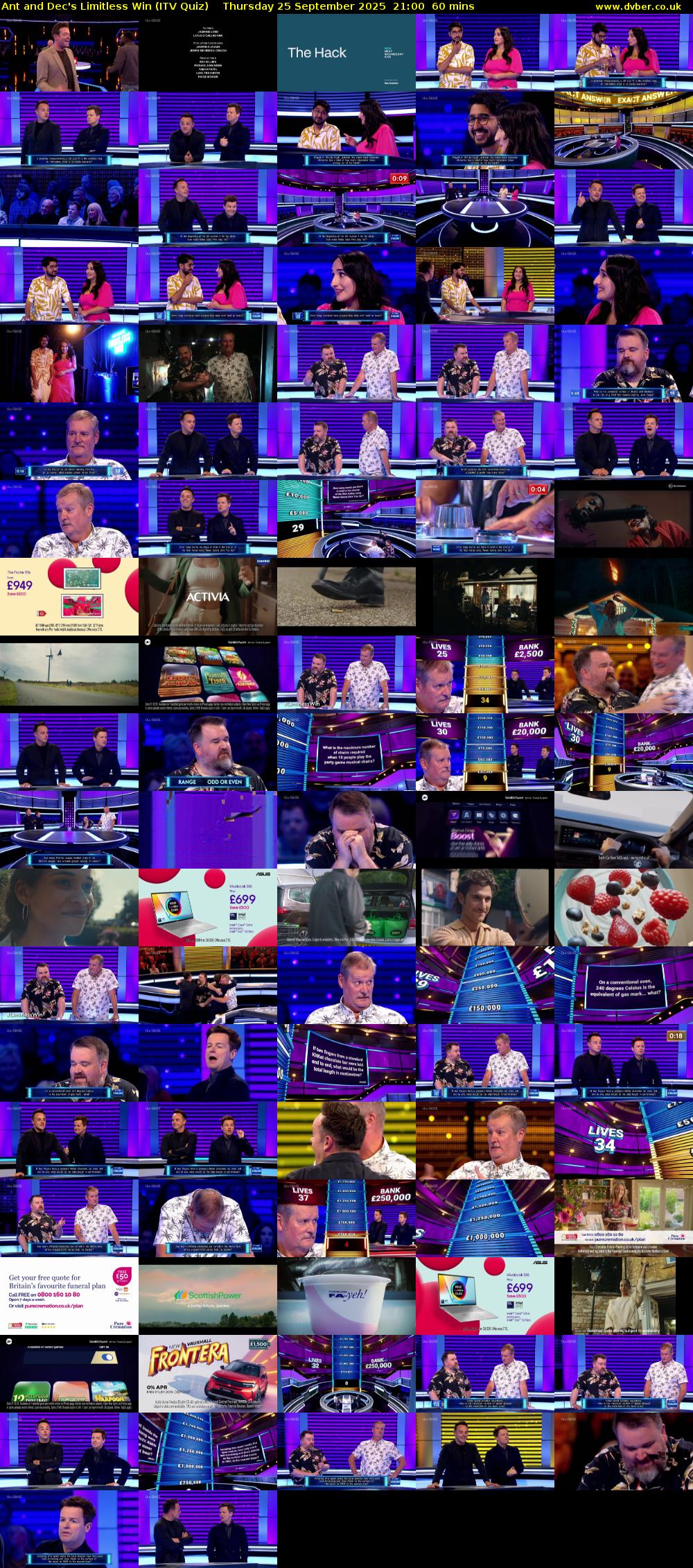 Ant and Dec's Limitless Win (ITV Quiz) Thursday 25 September 2025 21:00 - 22:00