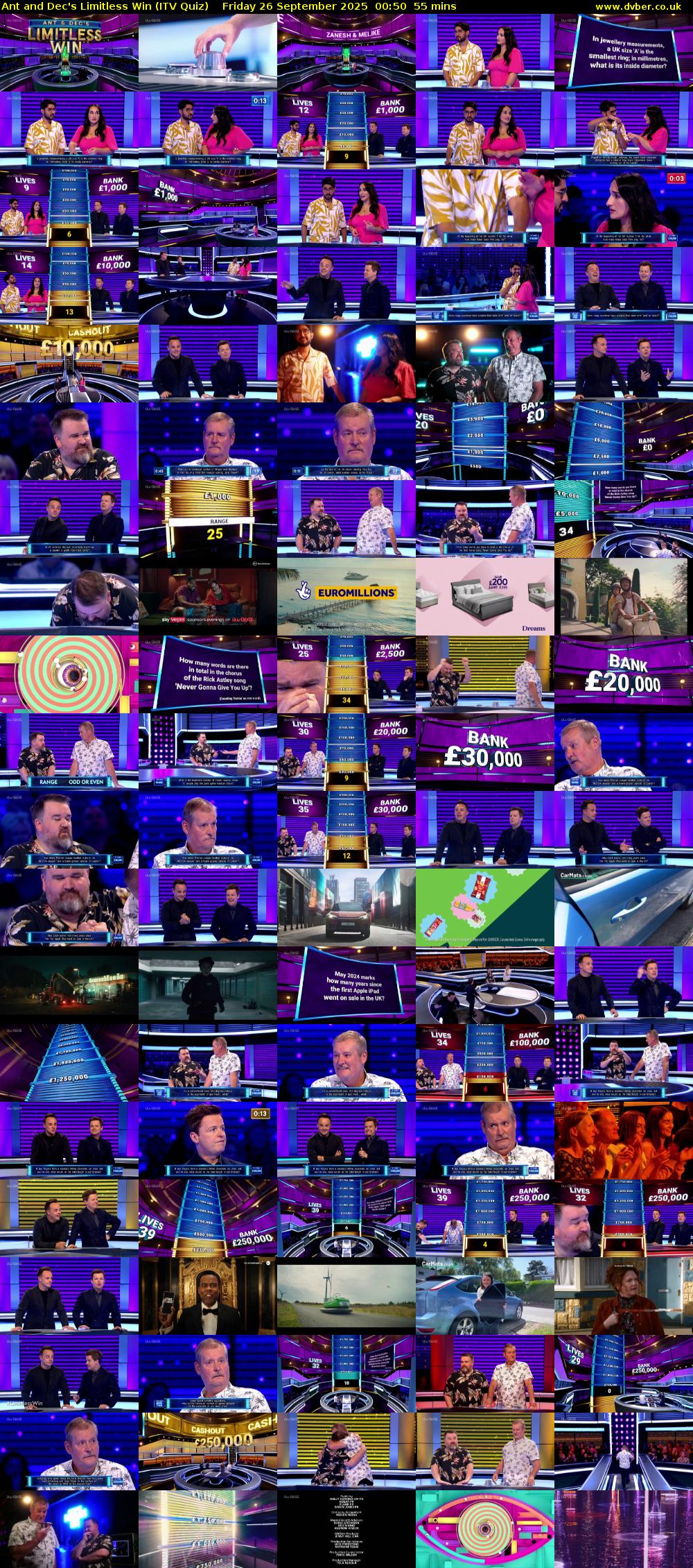Ant and Dec's Limitless Win (ITV Quiz) Friday 26 September 2025 00:50 - 01:45