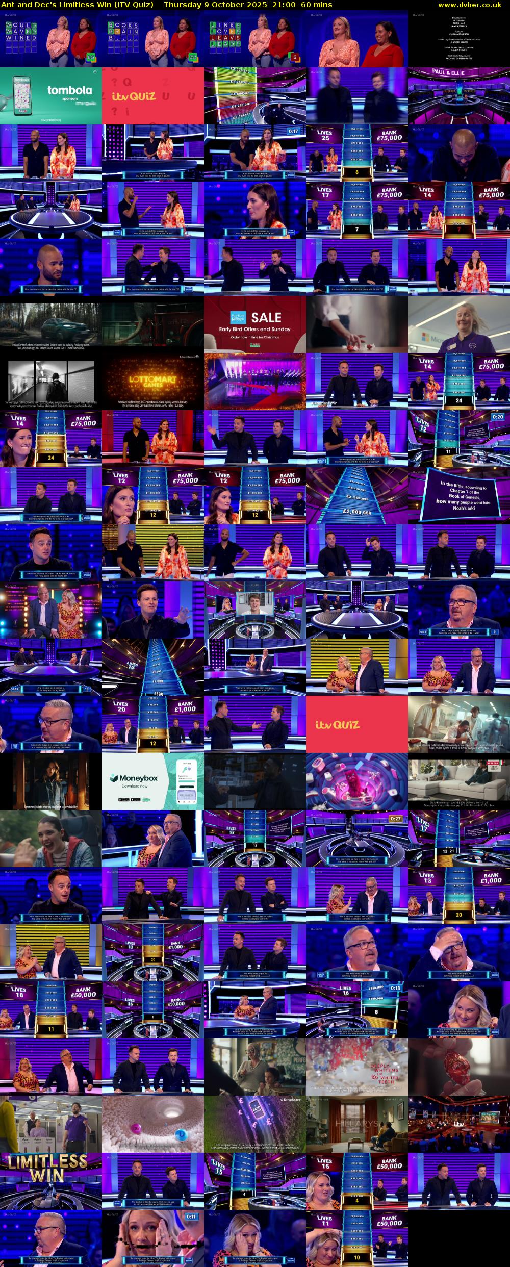 Ant and Dec's Limitless Win (ITV Quiz) Thursday 9 October 2025 21:00 - 22:00