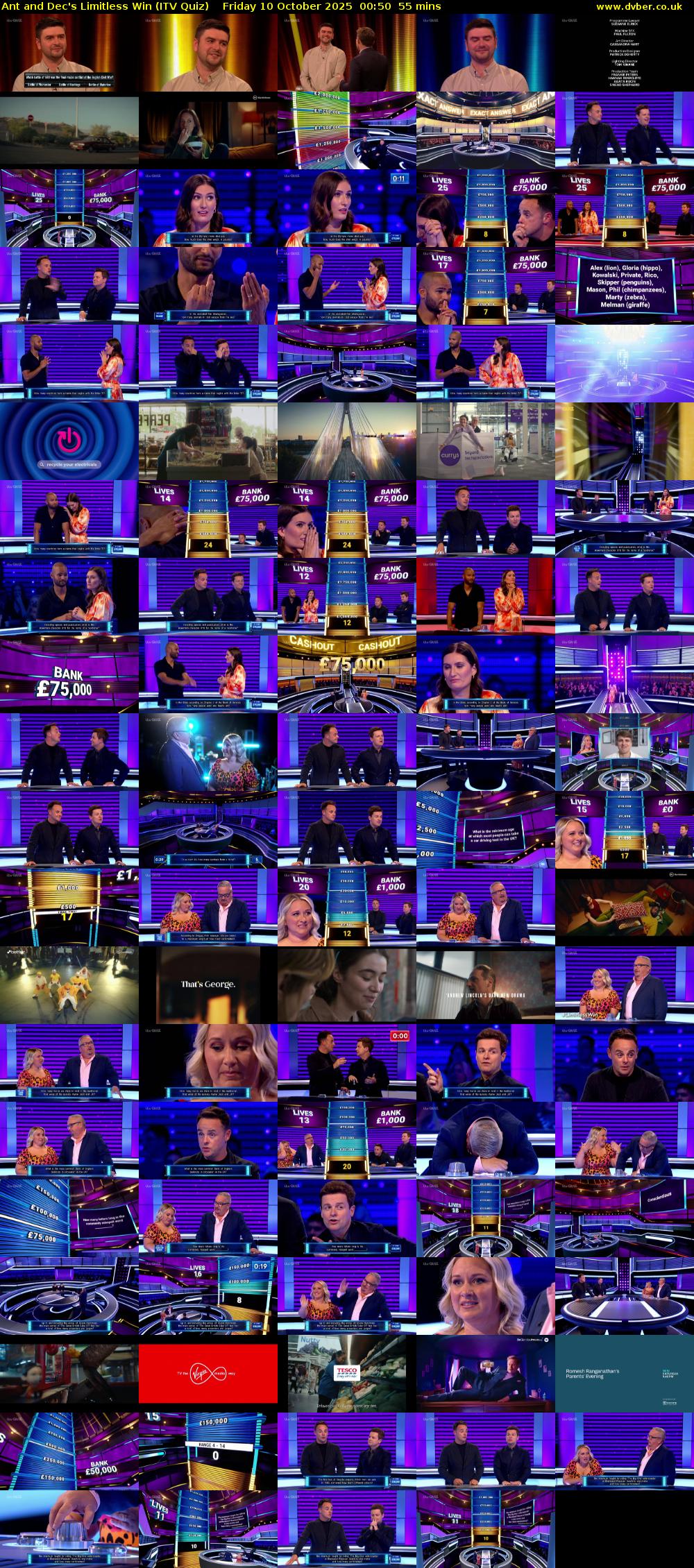 Ant and Dec's Limitless Win (ITV Quiz) Friday 10 October 2025 00:50 - 01:45