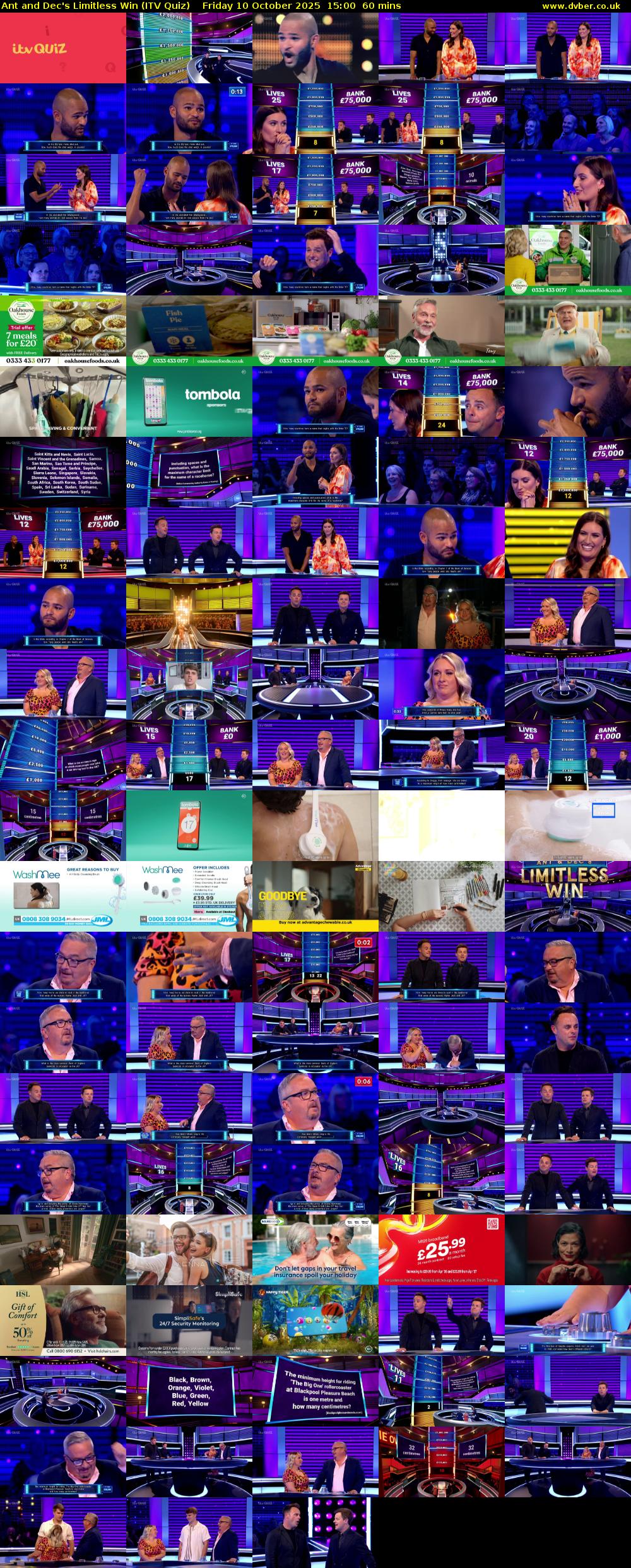 Ant and Dec's Limitless Win (ITV Quiz) Friday 10 October 2025 15:00 - 16:00